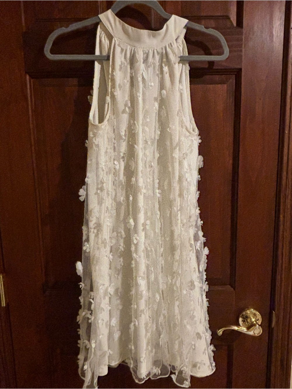 Ivory Floral Appliqué Halter Wedding Dress
